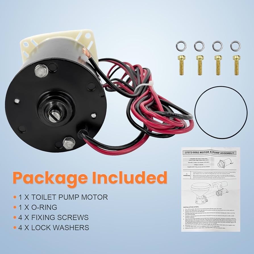 Qoo　1225 37072-0092 12V Quiet Flush Marine Toilet Pump Kit Compatible
